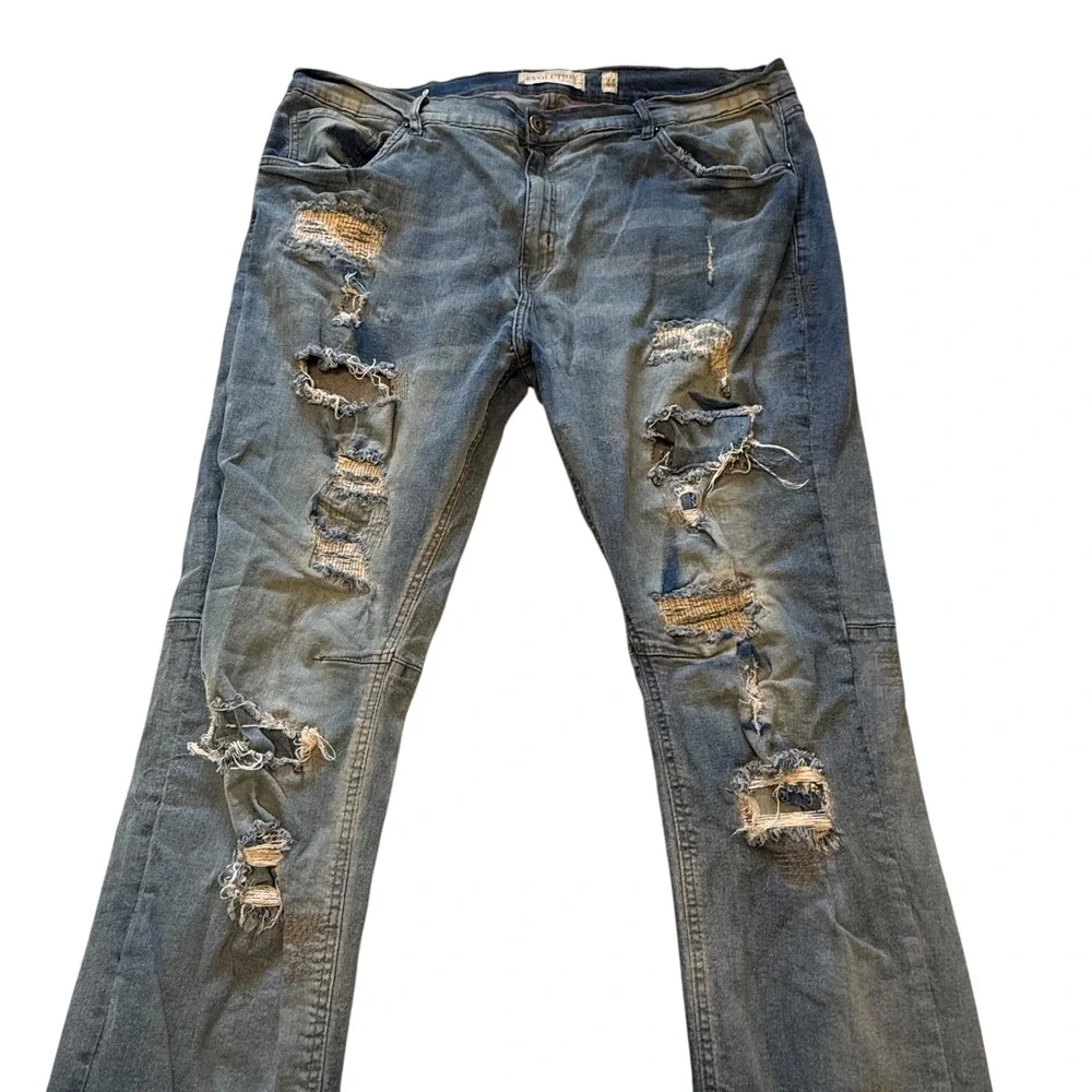 Evolution In Design Mens Distressed Denim Jeans Size 44x32‎ Blue Relaxed Fit - Picture 2 of 8